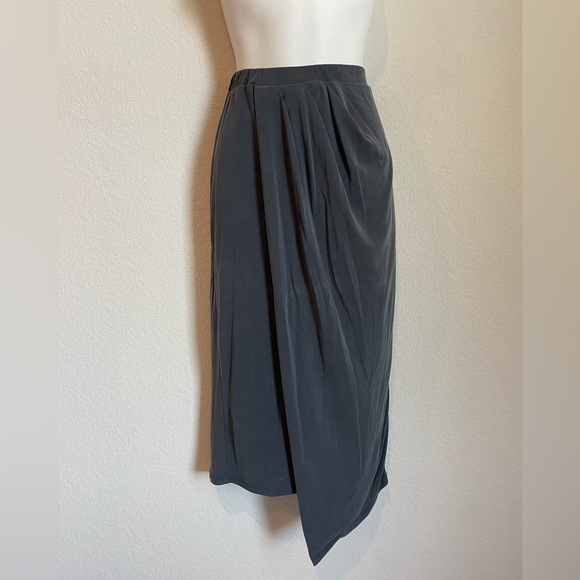 RO&DE Grey Asymmetrical Faux Wrap Midi Skirt sz Medium - Picture 2 of 6